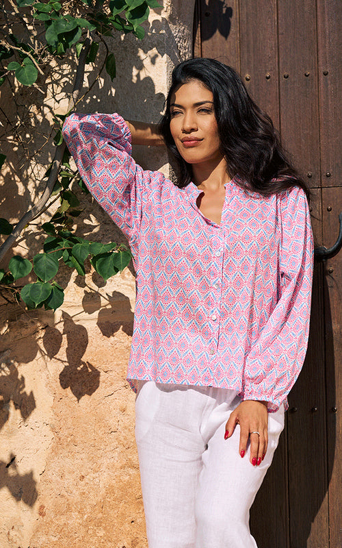 Bergerac Blouse - Pink/Blue