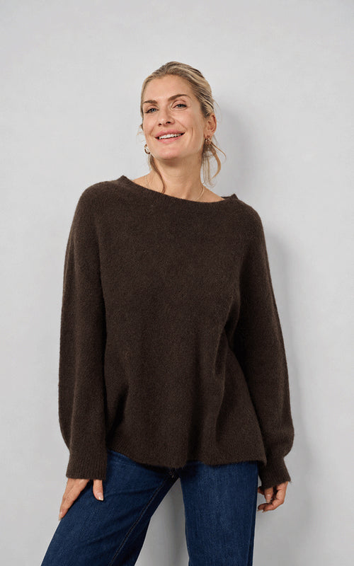 Bettina Long Alpaca Jumper, Chocolate