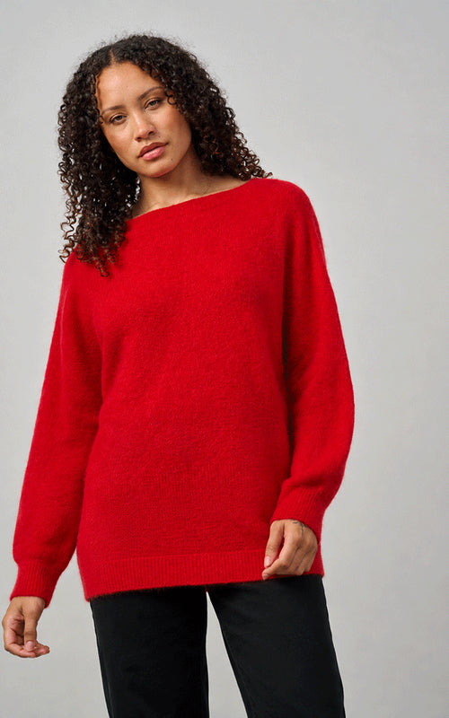 Bettina Long Alpaca Jumper, Red