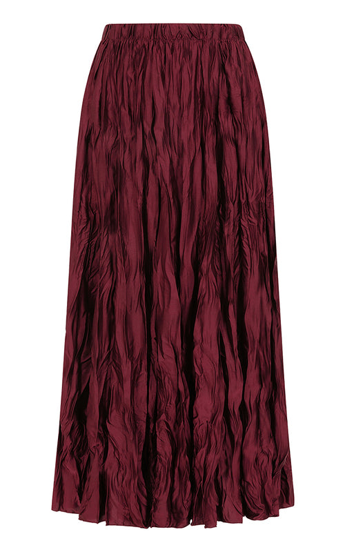 Mary, Crinkle Skirt - Burgundy