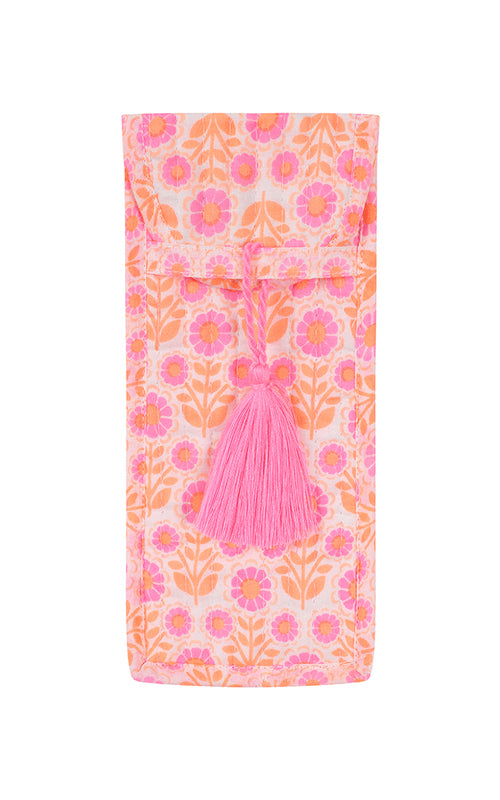 Purnima Glasses Case - Neon Pink & Orange