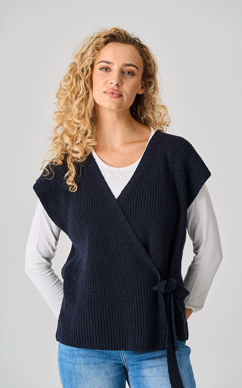 Tetbury Tie Fasten Waistcoat - Navy