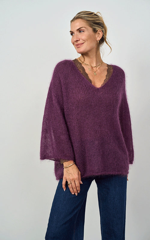 Troon Mohair Blend Jumper, Plum