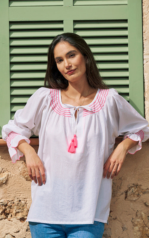 Villefranche Embroidered Blouse - Pink