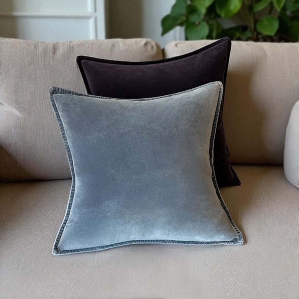 Denim Blue, Stonewashed Velvet Cushion