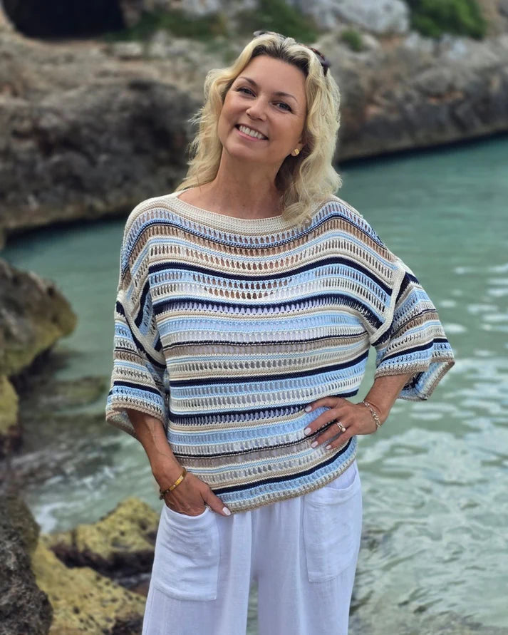 Sienna Stripe Top Cream