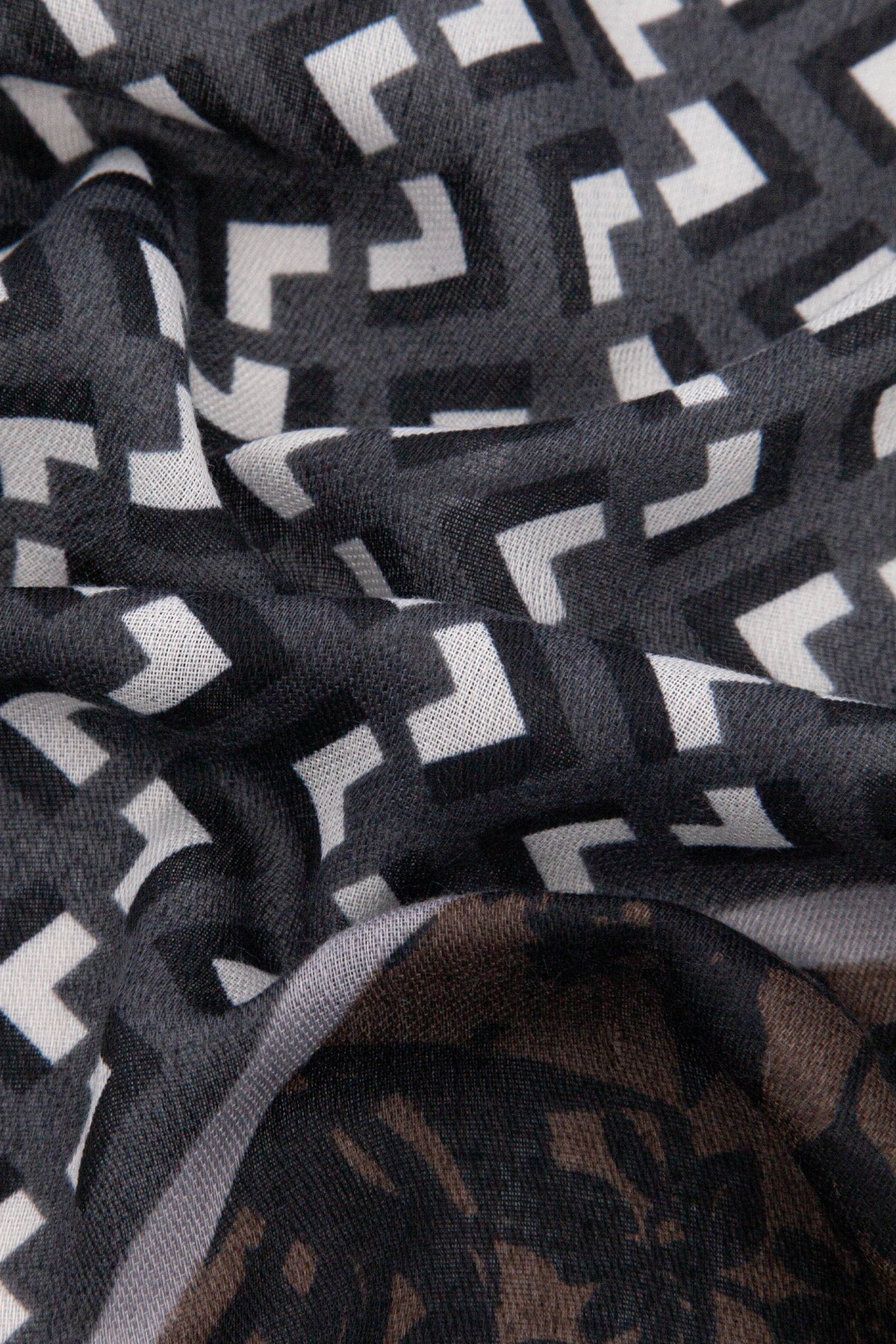 Grey Floral Print, Lightweight Scarf