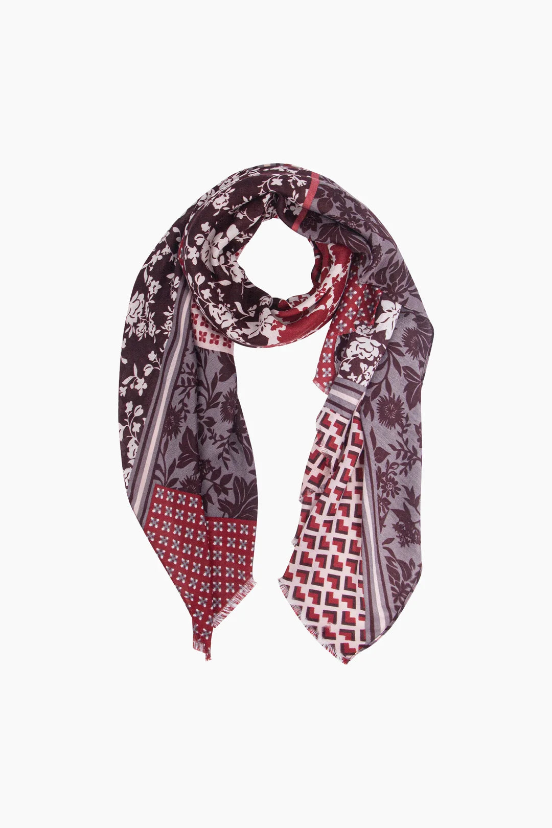 Red Floral Print, Lightweight Scarf