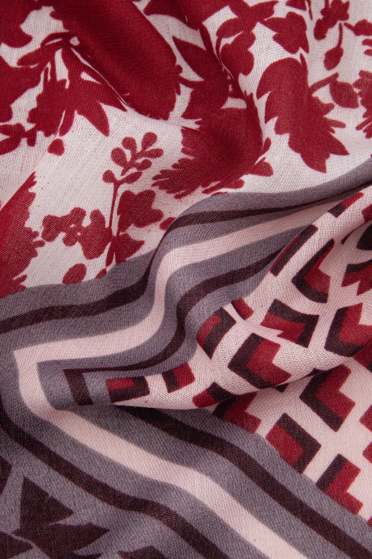 Red Floral Print, Lightweight Scarf