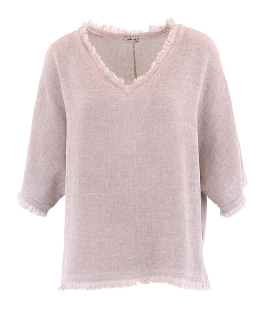 Linen Blend Frill Tunic Truffle