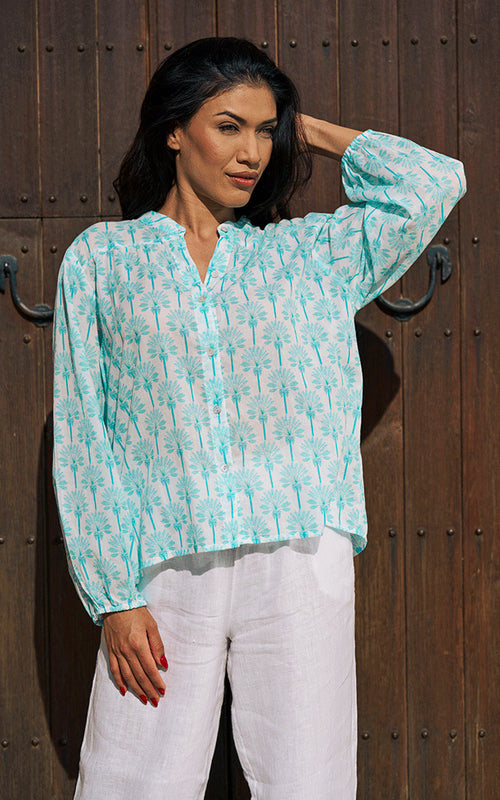 Bergerac Blouse - Aqua