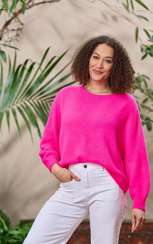 Bettina Short - Pink Fluorescent, Alpaca Jumper