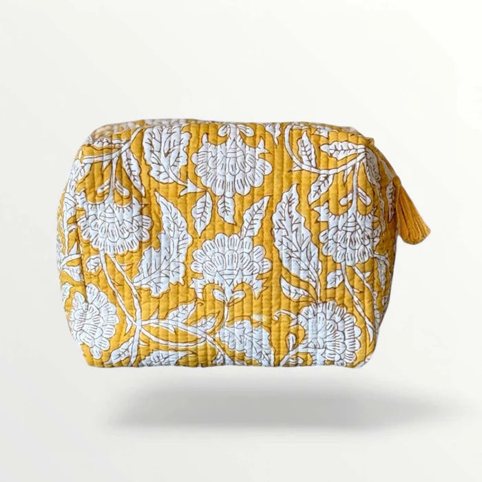 Wash/Cosmetic Bag - Ochre Block Print
