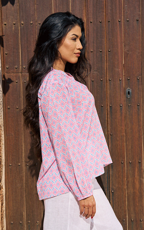 Bergerac Blouse - Pink/Blue