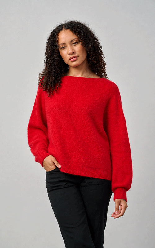 Bettina Long Alpaca Jumper, Red
