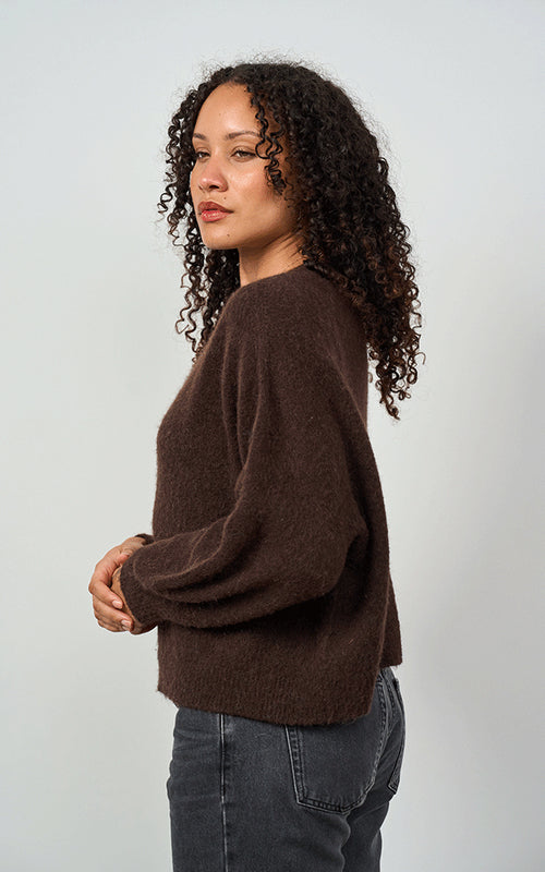 Bettina Short Alpaca Jumper, Chocolate