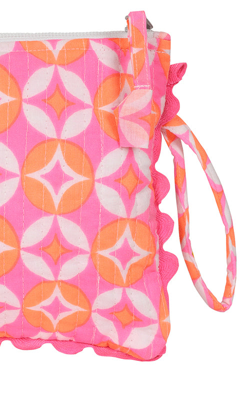 Sherah Pouch Bag - Neon Pink & Orange
