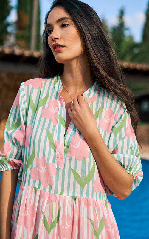 Sassari Maxi Dress - Green/Pink