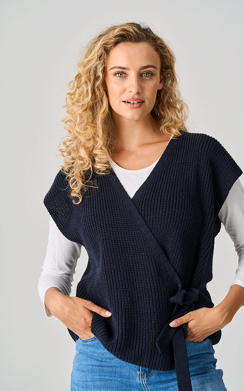 Tetbury Tie Fasten Waistcoat - Navy