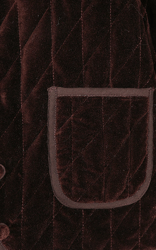 Chocolate Quilted Velvet Jacket, Reversible
