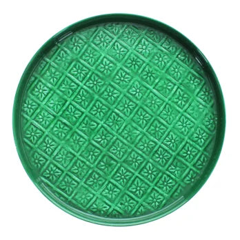 Dark Green Round Enamel Tray