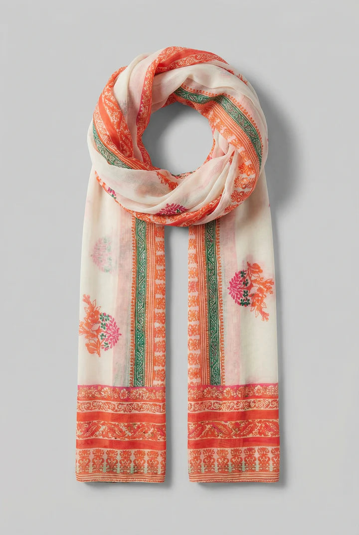 Paisley Orange Cotton Scarf