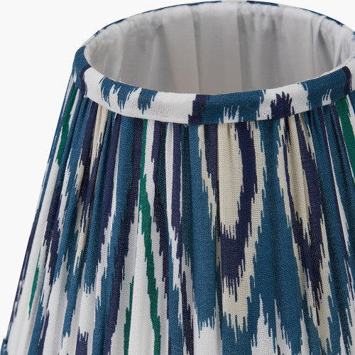 Izara, Ocean Blue Ikat Pleated Lampshade - 16cm
