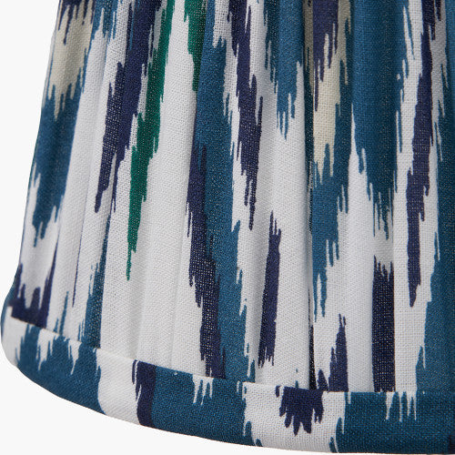 Izara, Ocean Blue Ikat Pleated Lampshade - 16cm