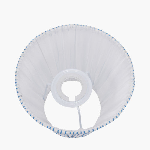 Thiago, Ocean Blue, Striped Pleated Lampshade - 16cm