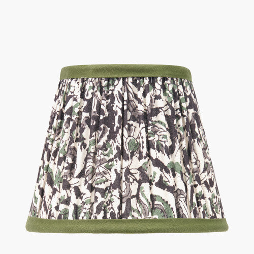 Ornella Green Floral Pleated Lamp Shade - 16cm