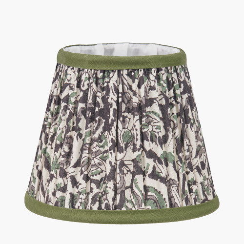 Ornella Green Floral Pleated Lamp Shade - 16cm