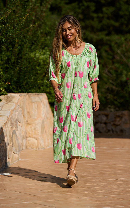 Nice Midi Dress - Pink Tulips