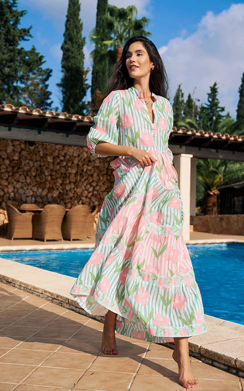 Sassari Maxi Dress - Green/Pink