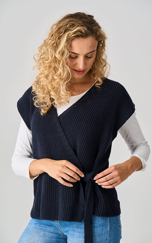 Tetbury Tie Fasten Waistcoat - Navy