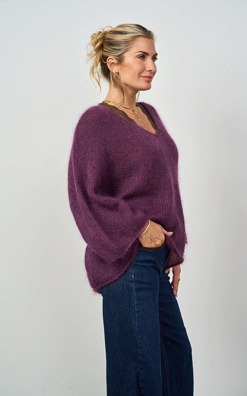 Troon Mohair Blend Jumper, Plum