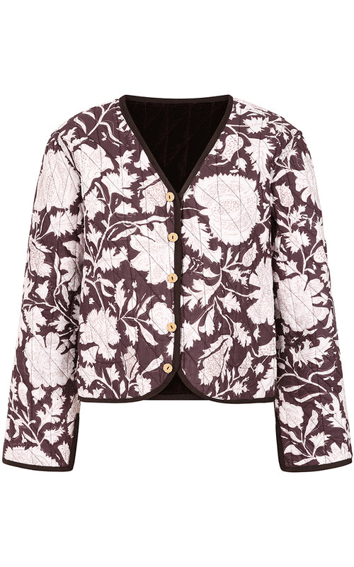 Chocolate Quilted Velvet Jacket, Reversible