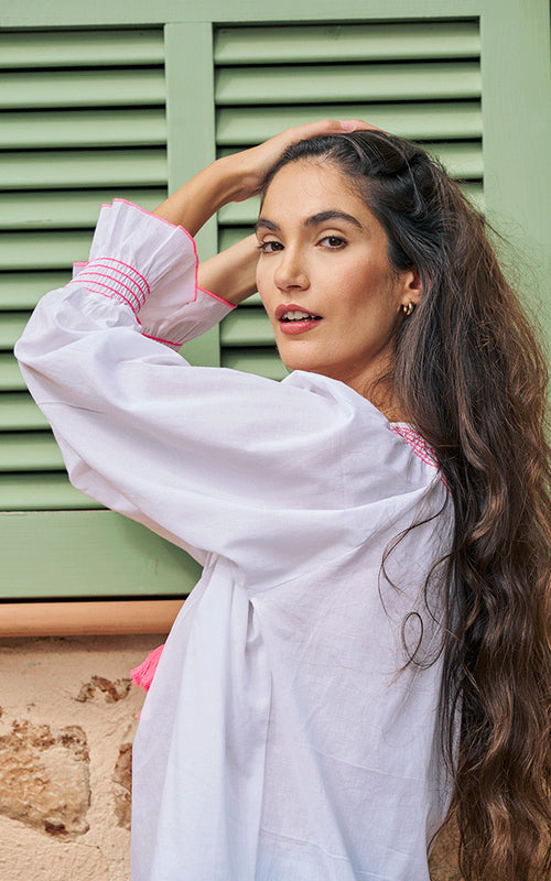 Villefranche Embroidered Blouse - Pink
