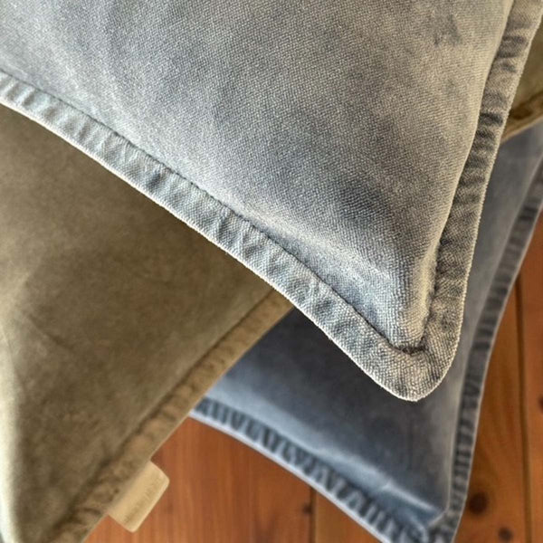 Medium Blue, Stonewashed Velvet Cushion