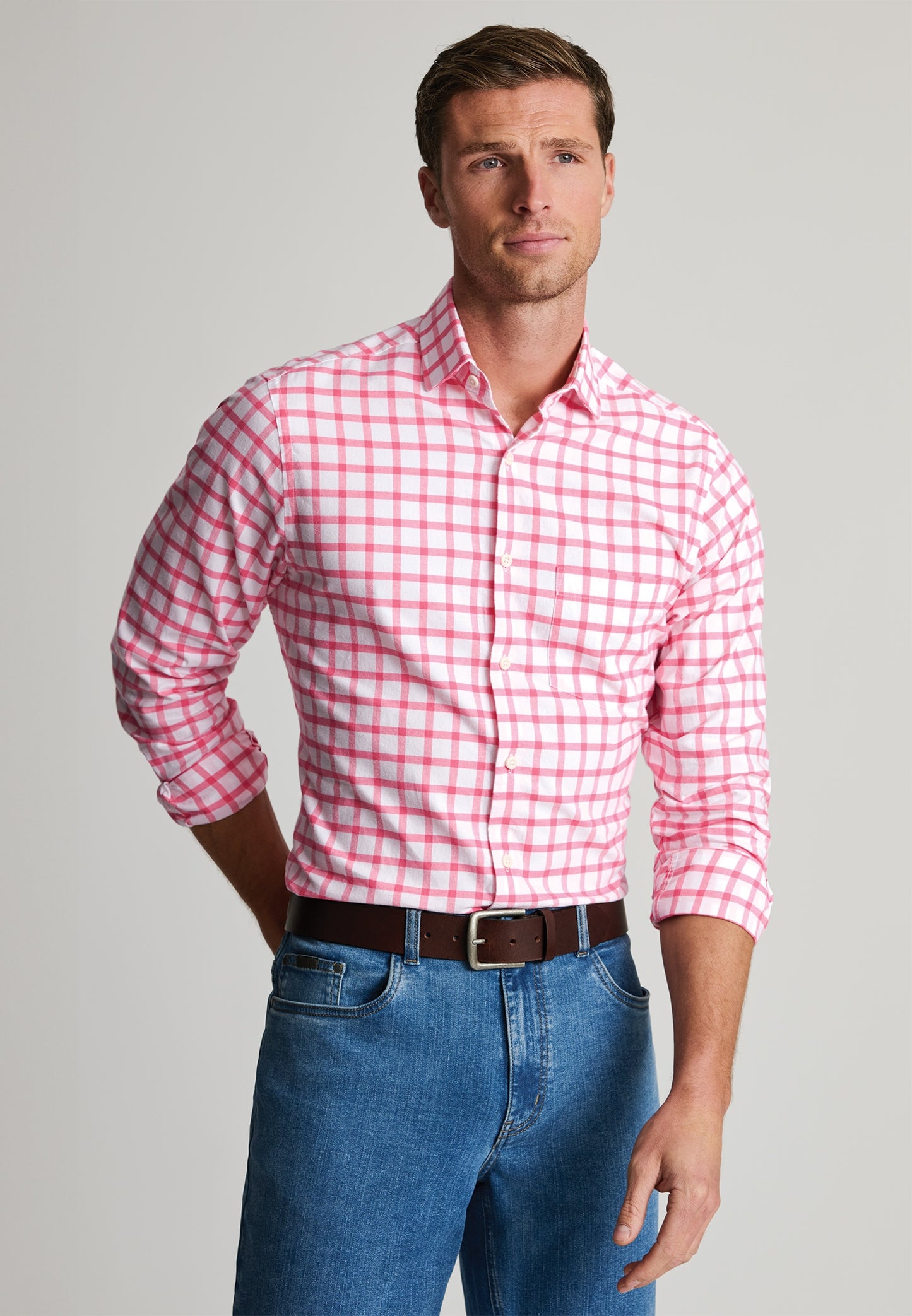 Rose Check, Oxford Cotton Shirt, Regular Fit