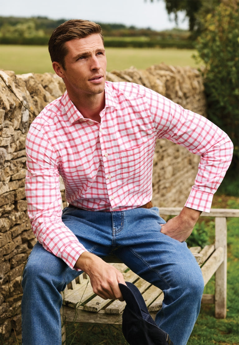 Rose Check, Oxford Cotton Shirt, Regular Fit