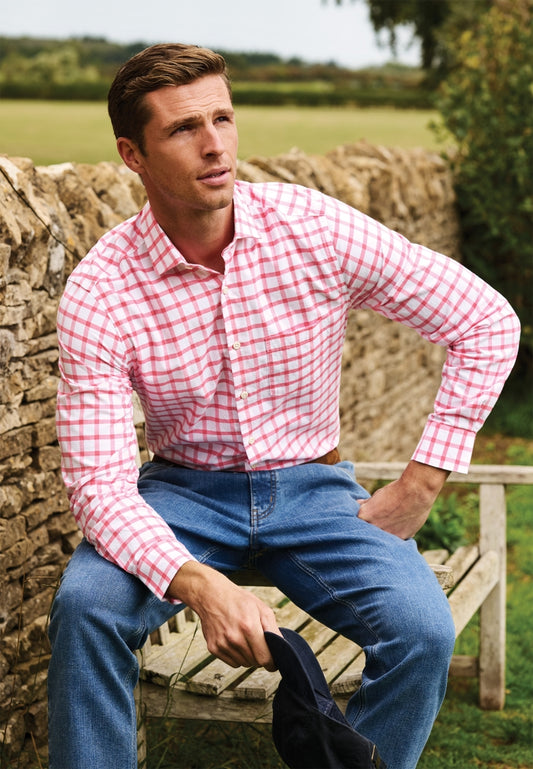 Rose Check, Oxford Cotton Shirt, Regular Fit