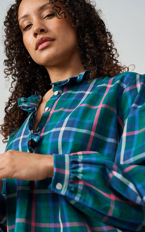 Beauly Plaid Cotton Blouse