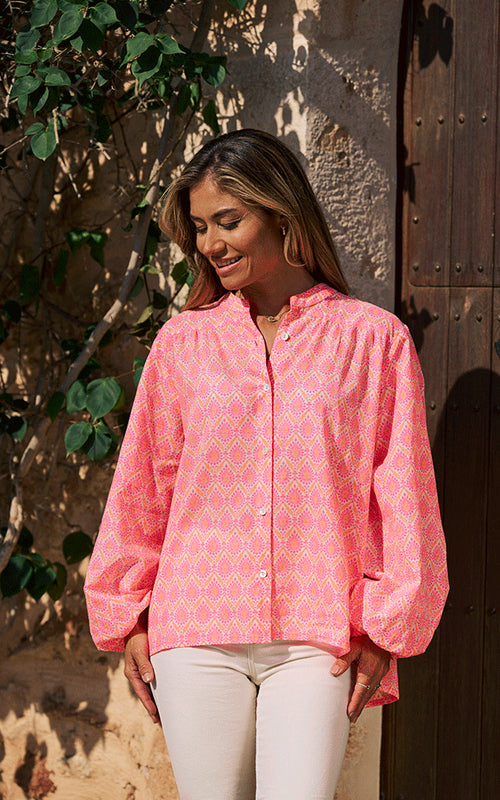 Bergerac Blouse - Neon Pink/Orange