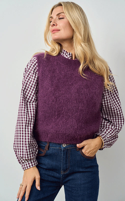 Melrose Mohair Blend Tank, Plum