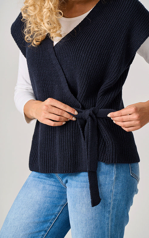 Tetbury Tie Fasten Waistcoat - Navy