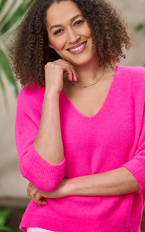 Valentina - Pink Fluorescent, Alpaca Jumper