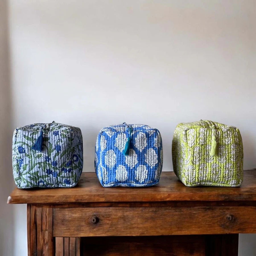 Wash/Cosmetic Bag - Blue Green Floral