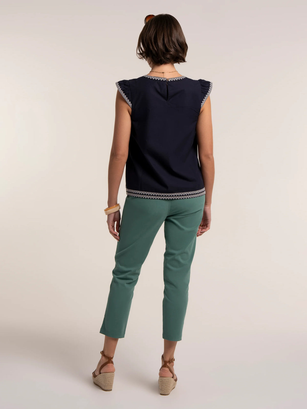 Clement Embroidered Blouse - Navy