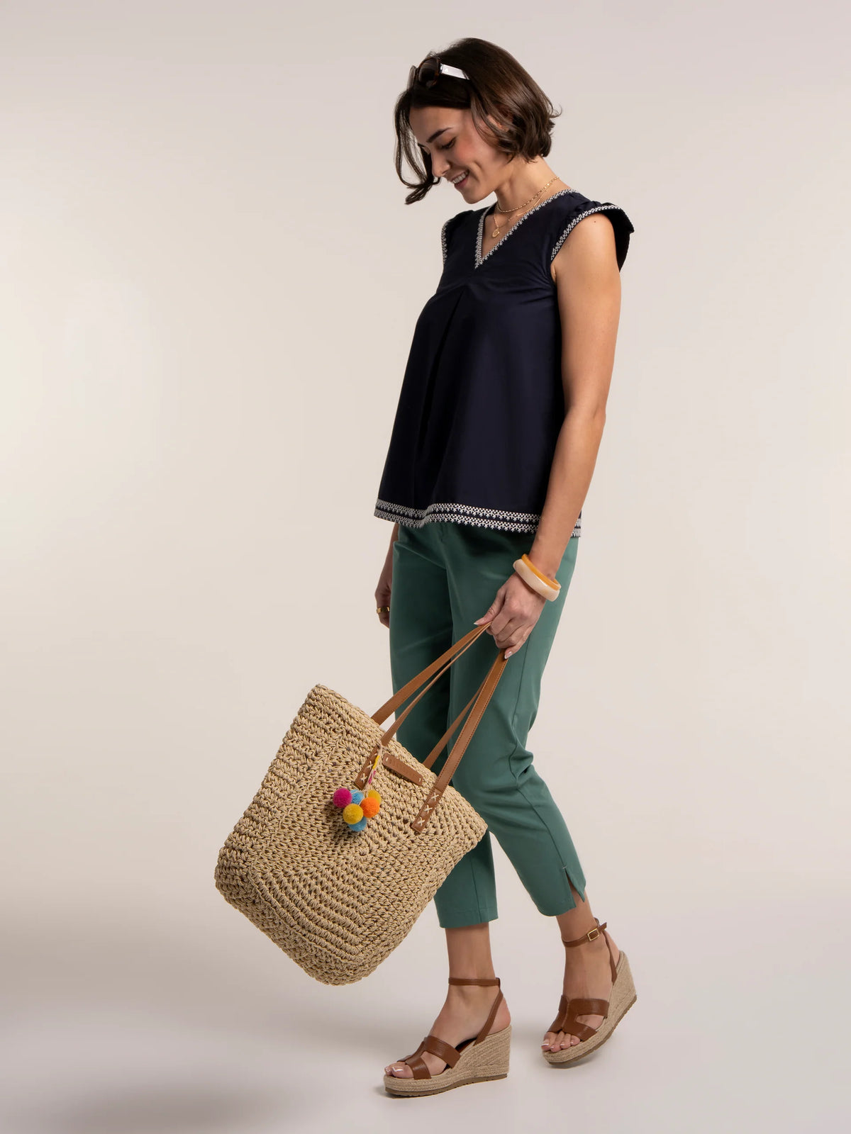 Clement Embroidered Blouse - Navy