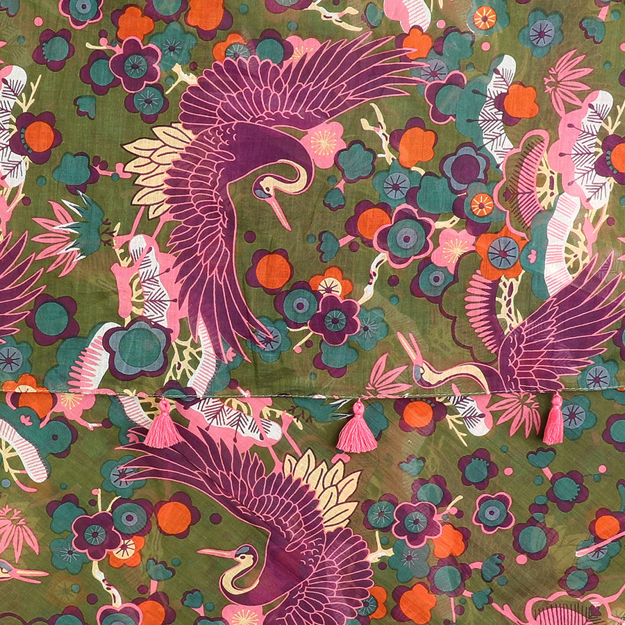 Khaki Bird of Paradise Print Scarf